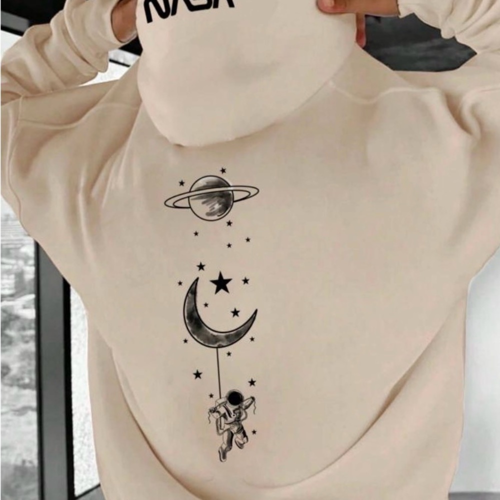 NASA Cream Hoodie with Astronaut Design
